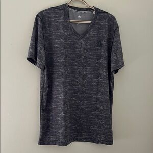 Adidas Climalite Gray Heather V-Neck Athletic Training Shirt Large